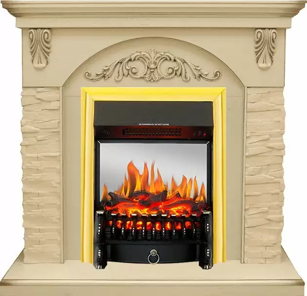 Каминокомплект Royal Flame Bern крупный сланец бежевый с очагом Fobos FX M Brass
