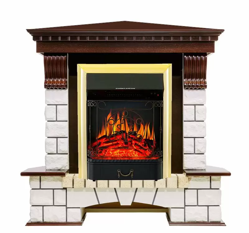 Каминокомплект Royal Flame Pierre Luxe угловой с очагом Majestic FX Brass