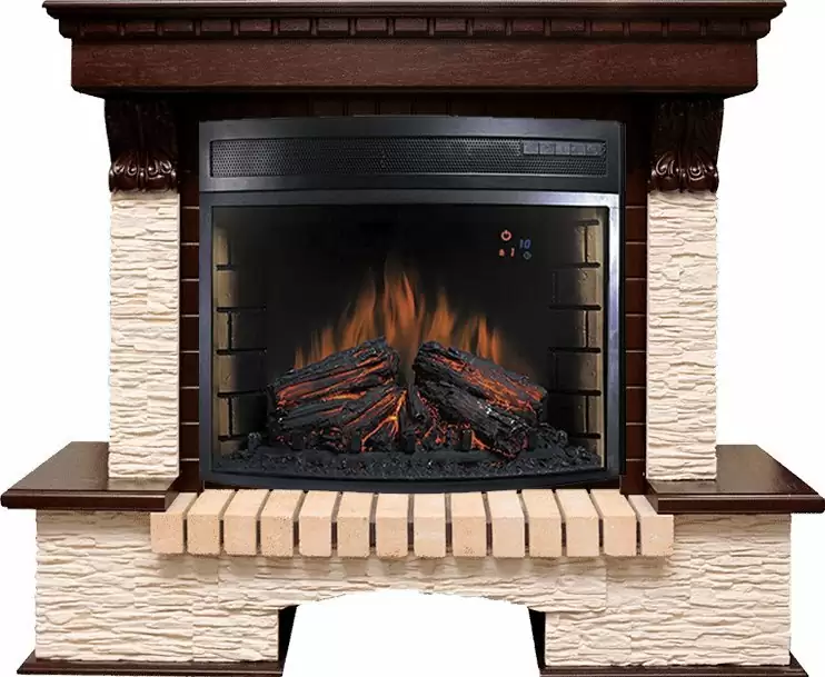 Каминокомплект Royal Flame Pierre Luxe мелкий сланец бежевый c очагом Dioramic 28 LED FX