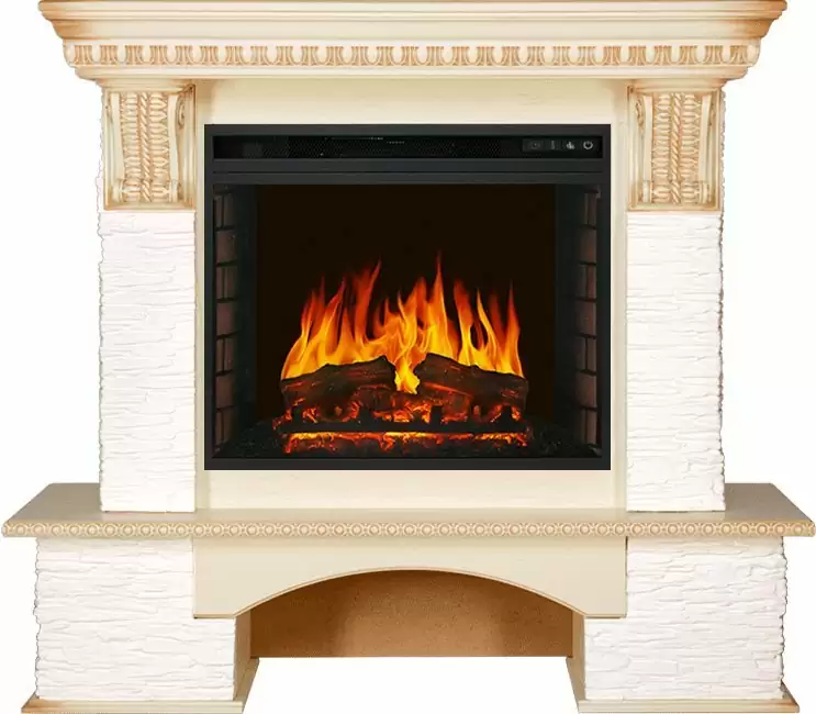 Каминокомплект Royal Flame Pierre Luxe сланец мелкий белый c очагом Vision 23 EF LED FX