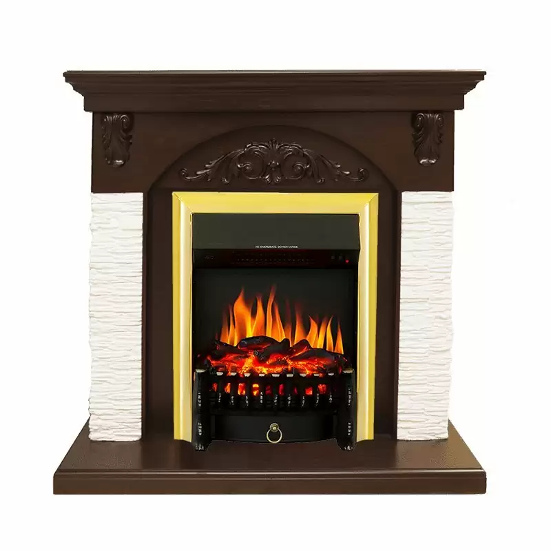 Каминокомплект Royal Flame Bern мелкий сланец белый с очагом Fobos FX Brass