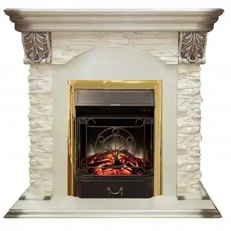 Каминокомплект RealFlame Dublin LUX STD/EUG WT с очагом Majestic s Lux Black/Brass