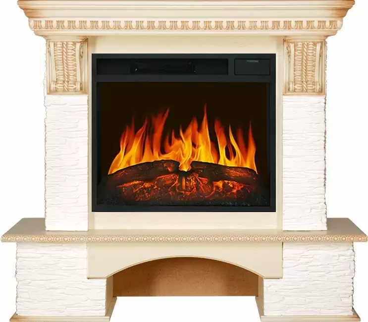 Каминокомплект Royal Flame Pierre Luxe сланец мелкий белый c очагом Vision 23 LED FX