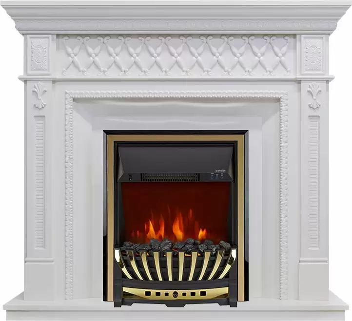 Каминокомплект Royal Flame Alexandria белый дуб c очагом Aspen Brass