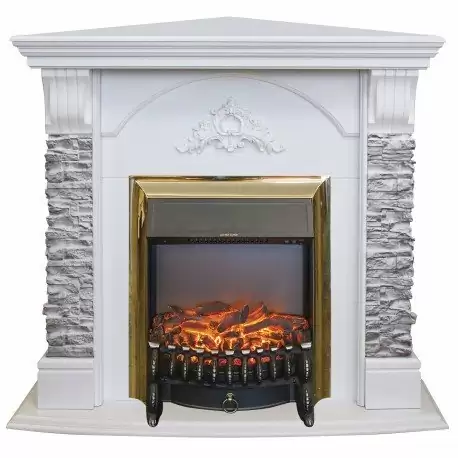 Каминокомплект RealFlame Athena Corner GR STD/EUG/25/25'5 WT с очагом Fobos s Lux Black/Brass