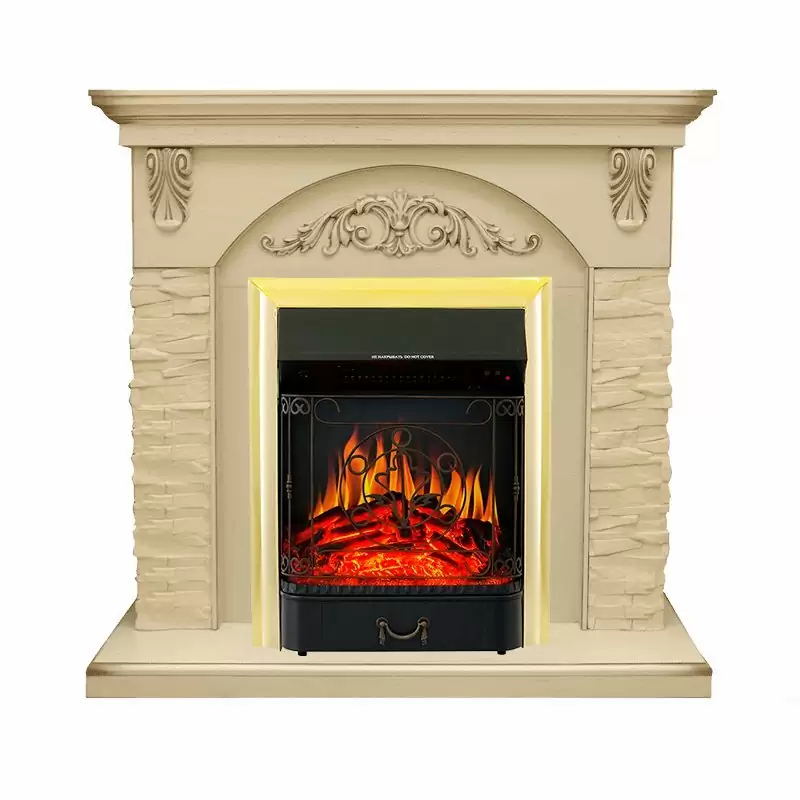 Каминокомплект Royal Flame Bern крупный сланец бежевый с очагом Majestic FX Brass