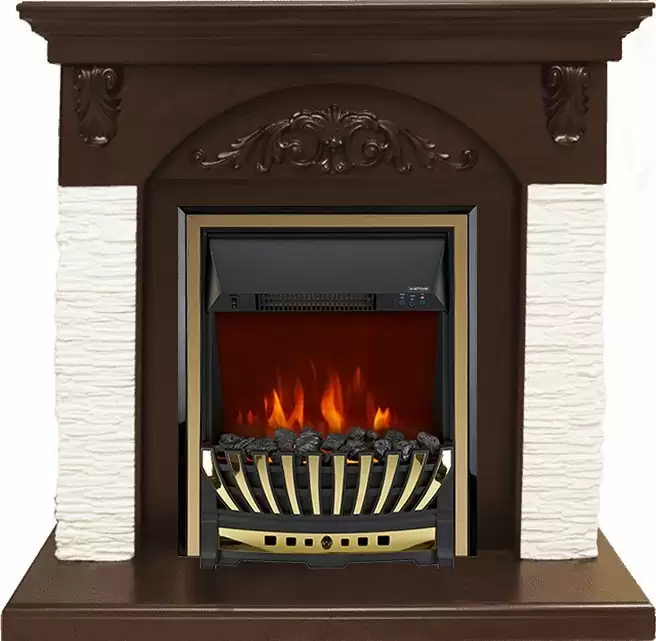 Каминокомплект Royal Flame Bern мелкий сланец белый с очагом Aspen Brass