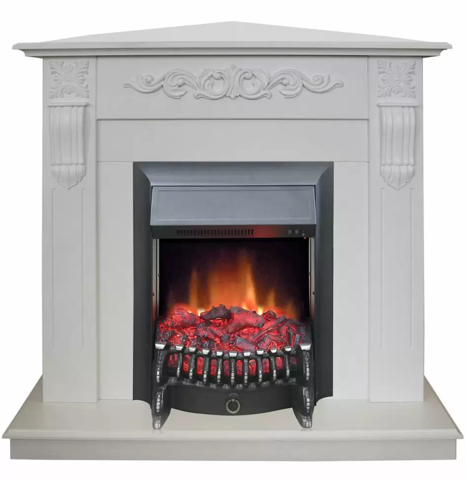Каминокомплект RealFlame Dominica Corner STD/EUG WT с очагом Fobos Lux Black S