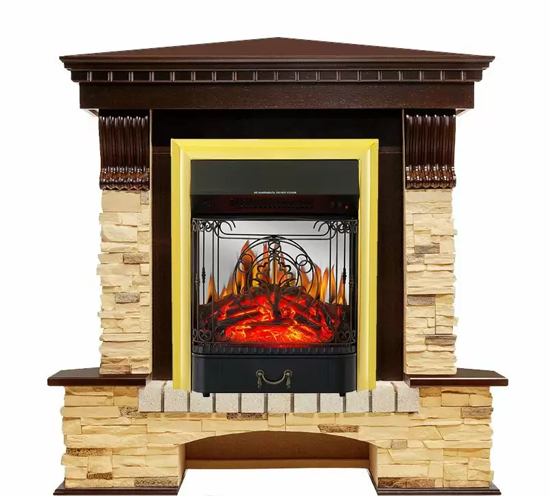 Каминокомплект Royal Flame Pierre Luxe сланец угловой с очагом Majestic FX M Brass