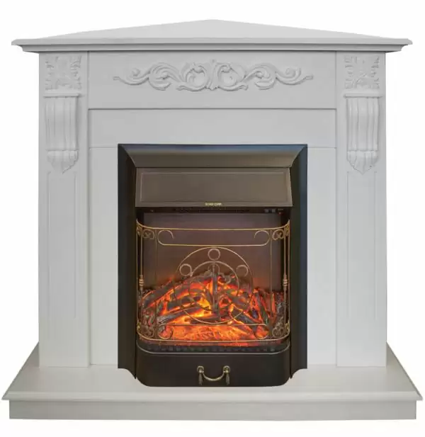 Каминокомплект RealFlame Dominica Corner STD/EUG WT с очагом Majestic Lux Black S