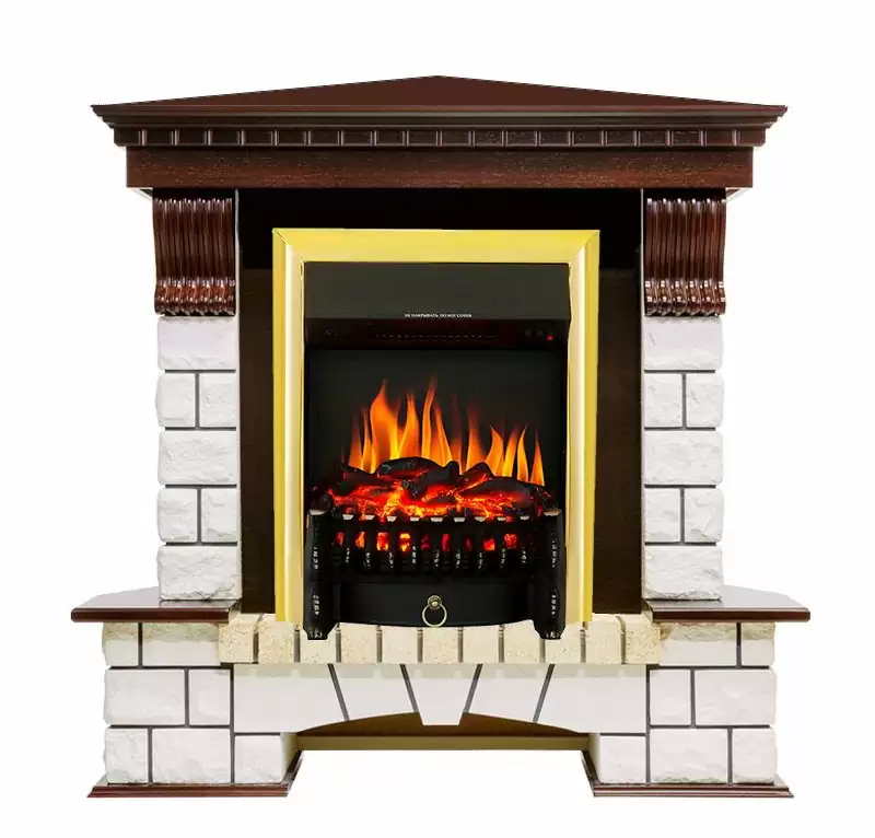 Каминокомплект Royal Flame Pierre Luxe угловой с очагом Fobos FX Brass