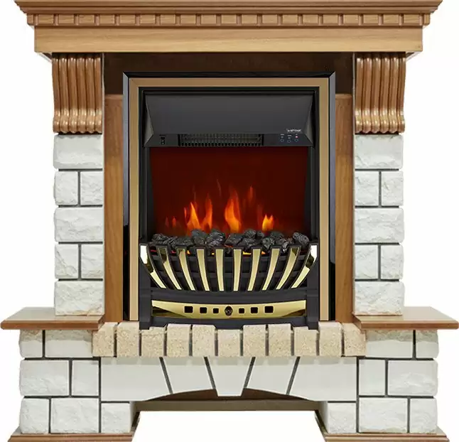 Каминокомплект Royal Flame Pierre Luxe с очагом Aspen Brass