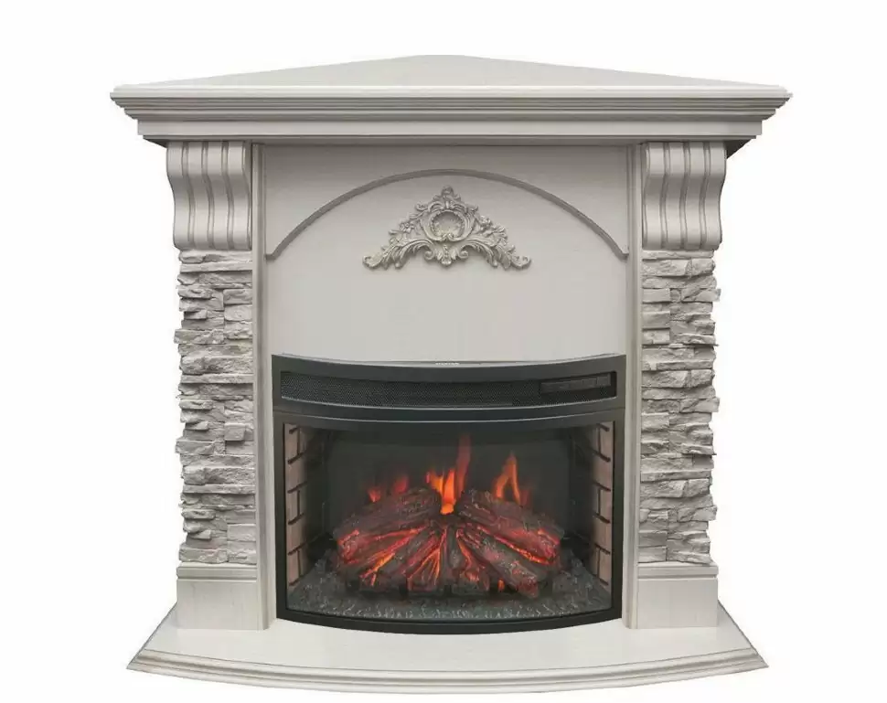 Каминокомплект RealFlame Athena Corner GR STD/EUG/25/25'5 WT с очагом Firefield 25 S IR