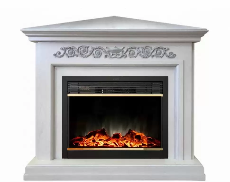 Каминокомплект RealFlame Leticia Corner 26 WT с очагом MoonBlaze LUX Brass