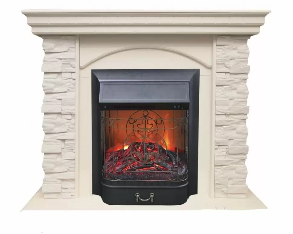 Каминокомплект RealFlame Elford STD/EUG/25'5/HL WT с очагом Majestic s Lux Black/Brass