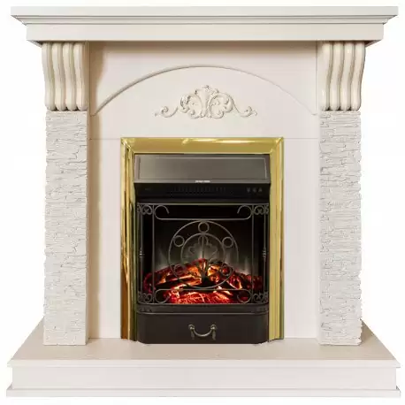 Каминокомплект RealFlame Corfino WT с очагом Majestic Lux Brass S