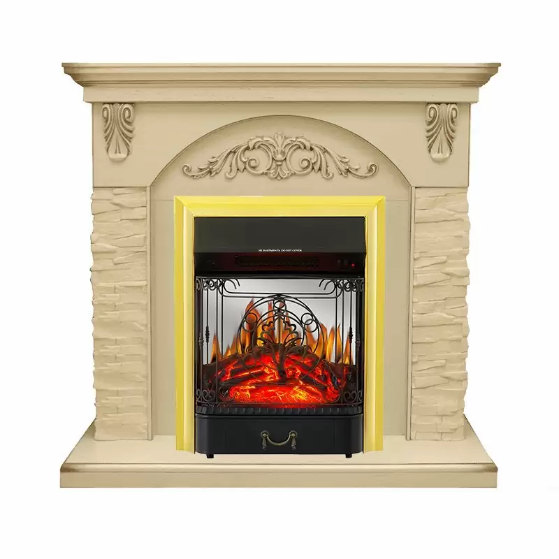 Каминокомплект Royal Flame Bern крупный сланец бежевый с очагом Majestic FX M Brass