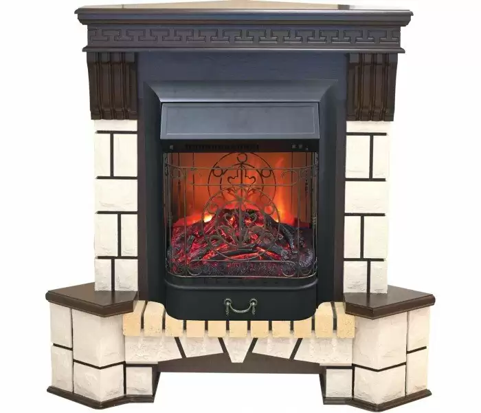 Каминокомплект RealFlame Stone Corner new STD/EUG AO (DN) с очагом Majestic s Lux Black/Brass