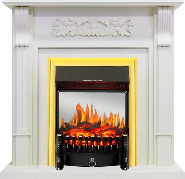 Каминокомплект Royal Flame Venice фактурный белый c очагом Fobos FX M Brass