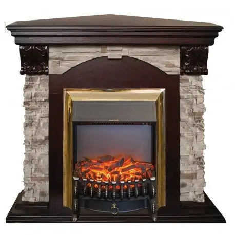 Каминокомплект RealFlame Dublin ROCK Corner STD/EUG AO очагом Fobos s Lux Black/Brass