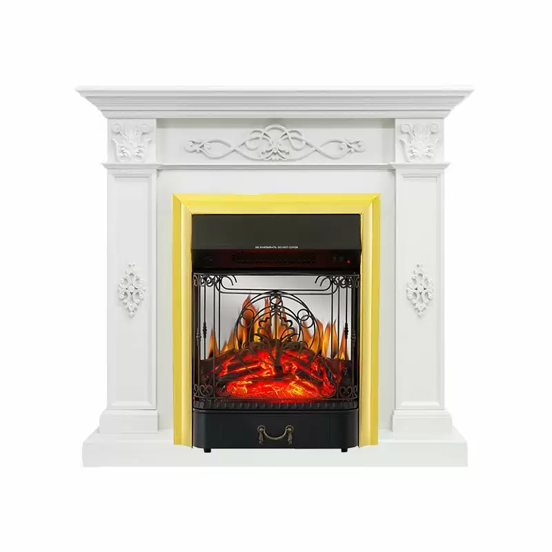 Каминокомплект Royal Flame Derby белый дуб с очагом Majestic FX M Brass