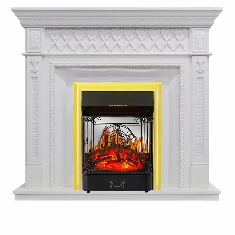 Каминокомплект Royal Flame Alexandria белый дуб c очагом Majestic FX M Brass