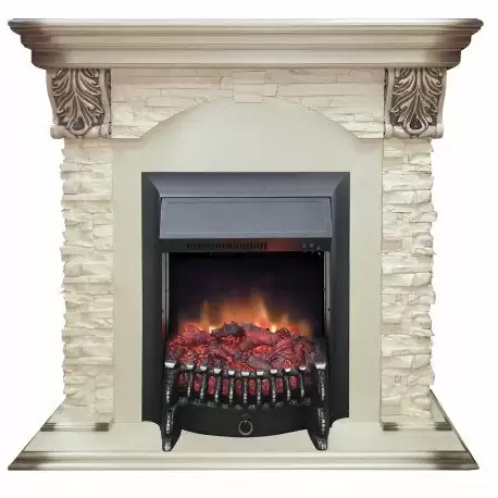 Каминокомплект RealFlame Dublin LUX  STD/EUG WT с очагом Fobos s Lux Black/Brass