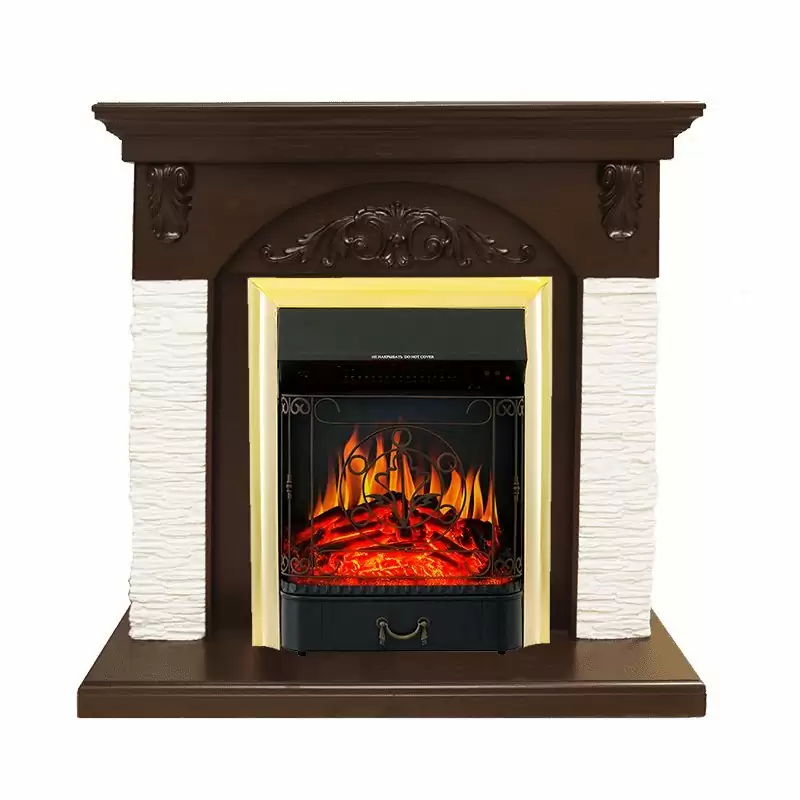 Каминокомплект Royal Flame Bern мелкий сланец белый с очагом Majestic FX Brass