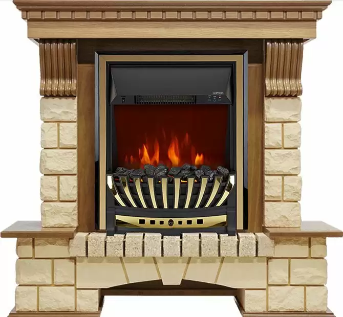 Каминокомплект Royal Flame Pierre Luxe шампань с очагом Aspen Brass