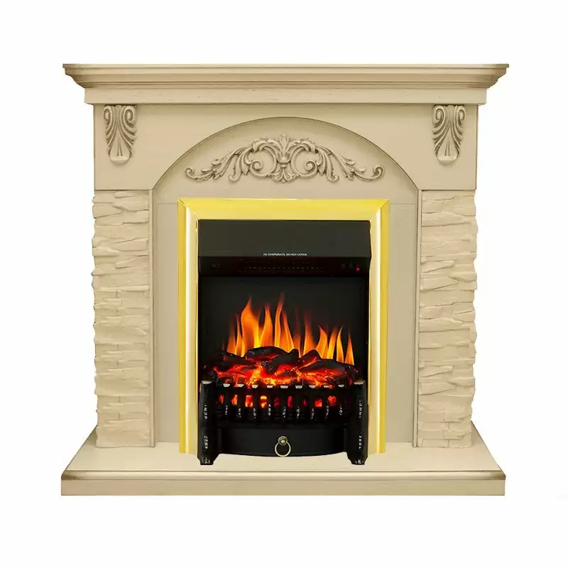 Каминокомплект Royal Flame Bern крупный сланец бежевый с очагом Fobos FX Brass