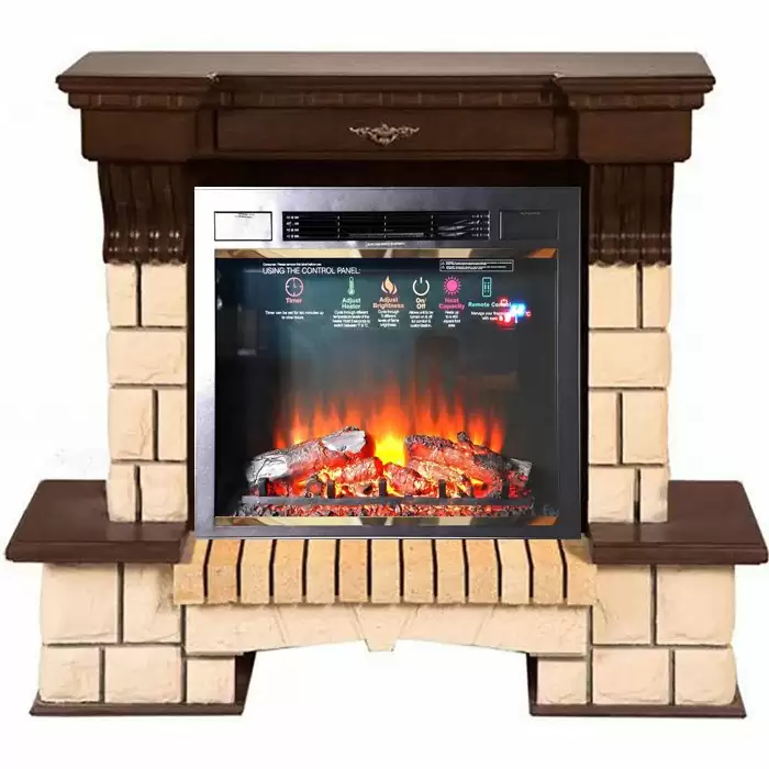 Каминокомплект Interflame Экстерион темный дуб с очагом Sirius 30 LED FX Brass