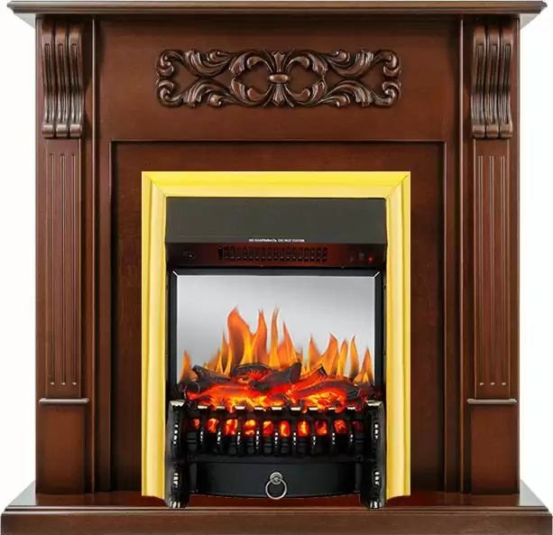 Каминокомплект Royal Flame Venice махагон коричневый антик с очагом Fobos FX M Brass