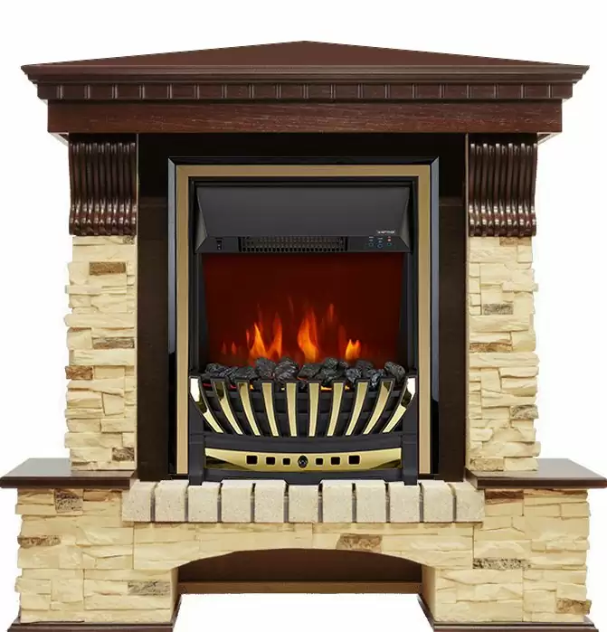 Каминокомплект Royal Flame Pierre Luxe сланец угловой с очагом Aspen Brass