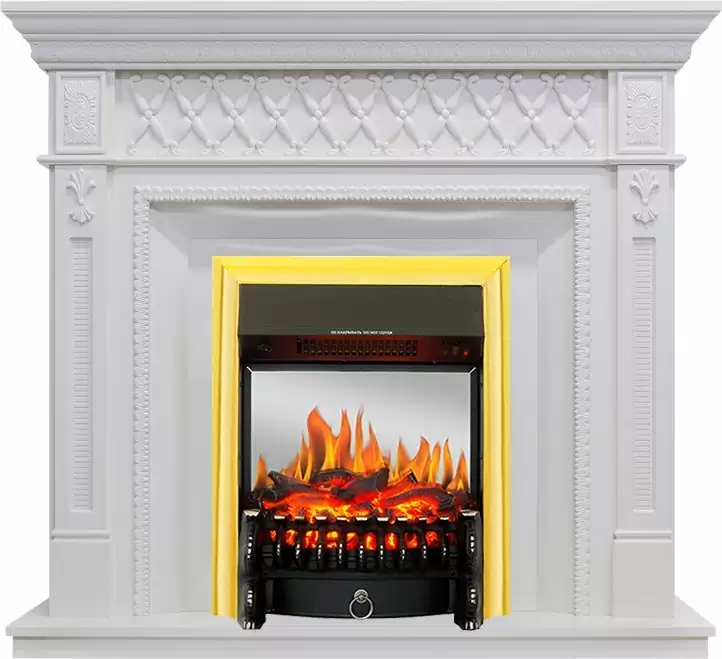 Каминокомплект Royal Flame Alexandria белый дуб c очагом Fobos FX M Brass