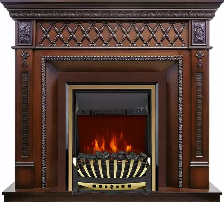 Каминокомплект Royal Flame Alexandria махагон коричневый антик c очагом Aspen Brass