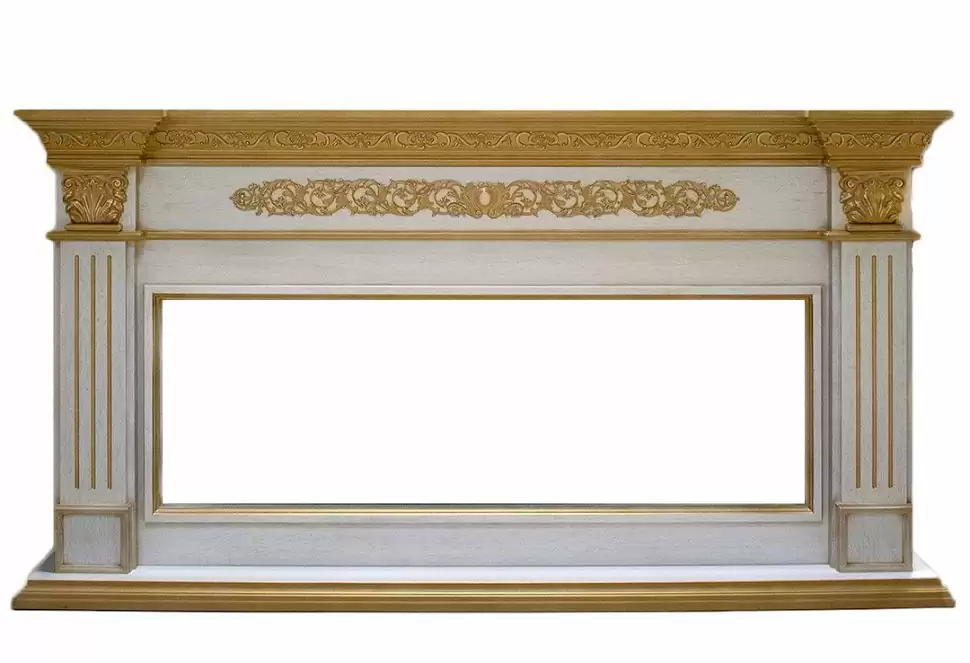 Портал Interflame Елизавета белый с золотой патиной под очаг FreeSpace 60 LED FX QZ