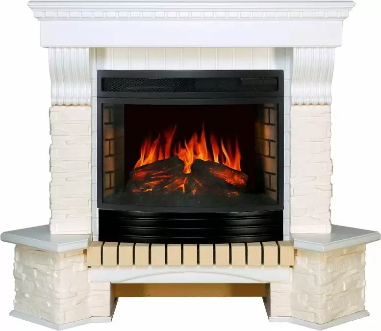 Каминокомплект Royal Flame Pierre Luxe сланец белый угловой c очагом Dioramic 25 FX