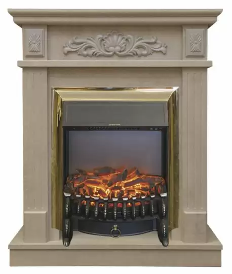 Каминокомплект RealFlame Adelaida STD/EUG WT с очагом Fobos Lux Brass S