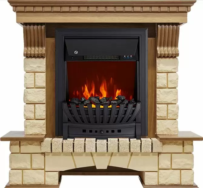 Каминокомплект Royal Flame Pierre Luxe шампань с очагом Aspen Black