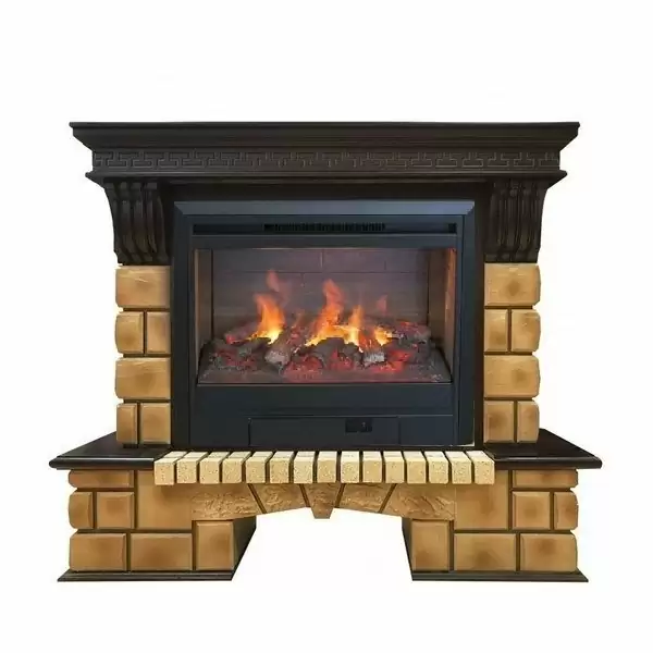 Каминокомплект RealFlame Stone Brick с очагом 3D Helios