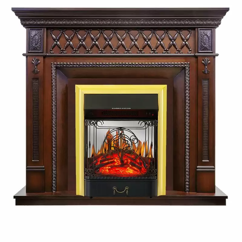 Каминокомплект Royal Flame Alexandria махагон коричневый антик c очагом Majestic FX M Brass