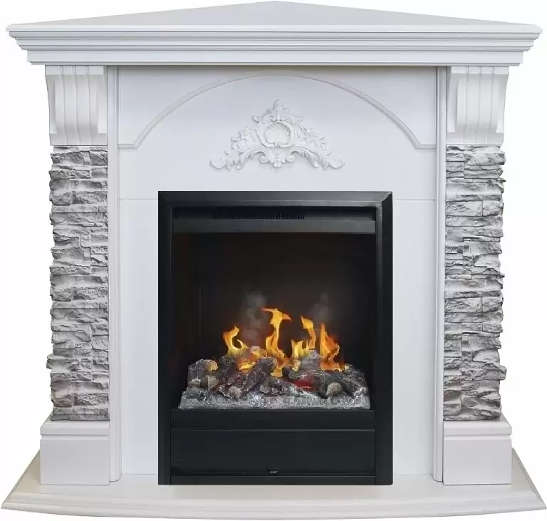 Каминокомплект RealFlame Athena Corner GR STD/EUG/25/25'5 WT с очагом 3D Olympic