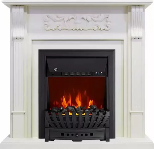 Каминокомплект Royal Flame Venice фактурный белый c очагом Aspen Black