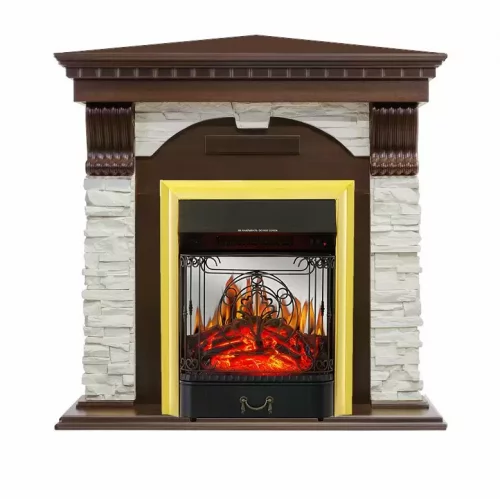 Каминокомплект Royal Flame Dublin угловой с очагом Majestic FX M Brass