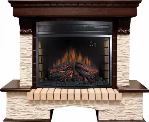 Каминокомплект Royal Flame Pierre Luxe мелкий сланец бежевый c очагом Dioramic 28 LED FX