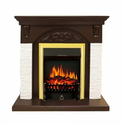 Каминокомплект Royal Flame Bern мелкий сланец белый с очагом Fobos FX Brass
