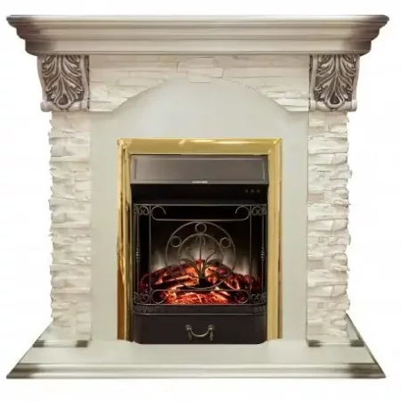 Каминокомплект RealFlame Dublin LUX STD/EUG WT с очагом Majestic s Lux Black/Brass