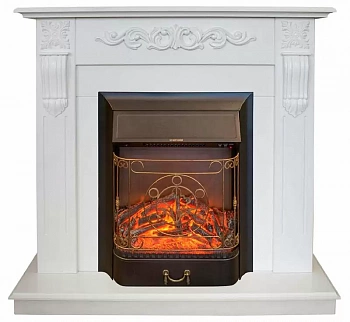 Каминокомплект RealFlame Dominica STD/EUG WT с очагом Majestic Lux Black S
