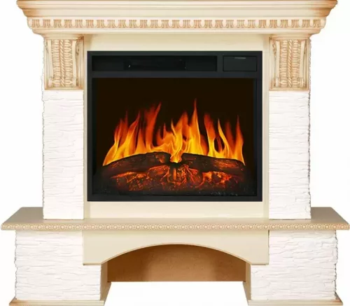 Каминокомплект Royal Flame Pierre Luxe сланец мелкий белый c очагом Vision 23 LED FX