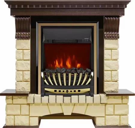 Каминокомплект Royal Flame Pierre Luxe шампань с очагом Aspen Brass